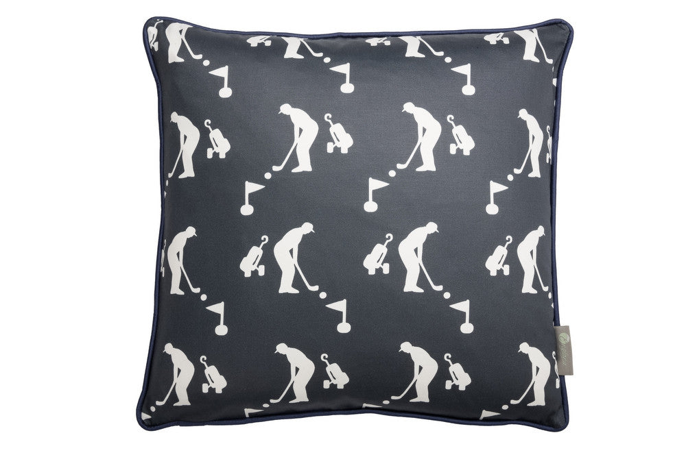 golf design scatter cushion in navy blue . Luxury-home-furnishing, good-house-keeping-cushions, Modern- red-cushions, farmhouse-style-cushions.