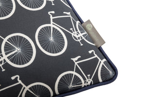 bike scatter cushion in bold navy