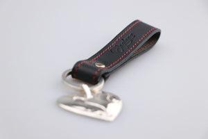 black leather key ring. Keyring with embossing initials as valentines gift. British luxury leather 