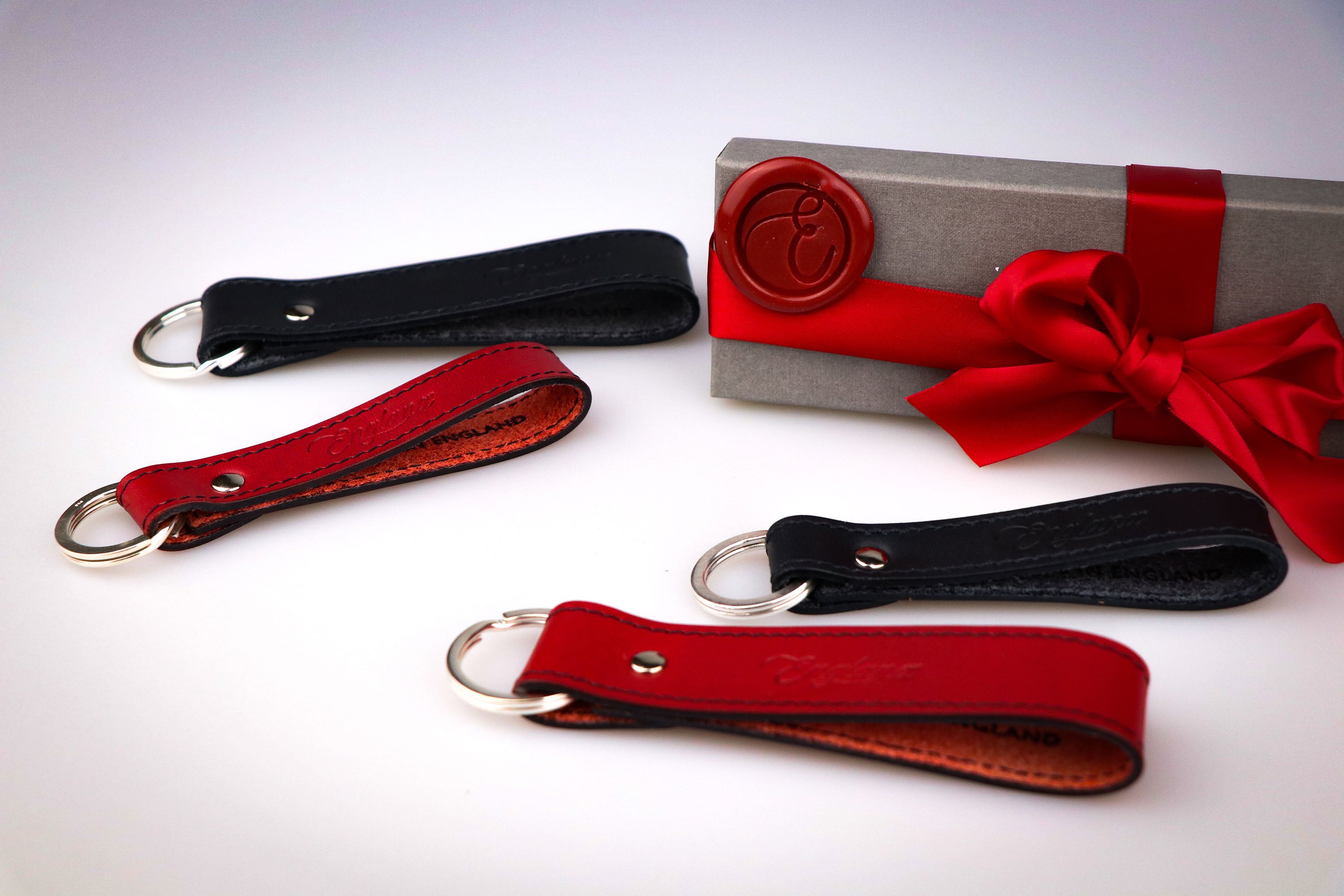 Leather-Keyring, Gift Keyring, Silver-Keyring, Navy-Keyring, Red-Keyring.