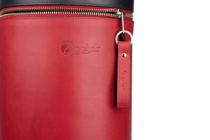 Handmade luxury leather luggage - vibrant red luggage. 